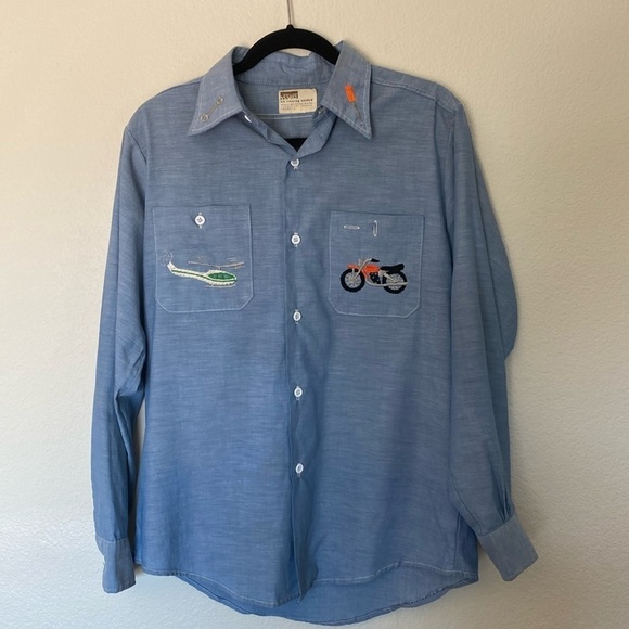 Montgomery Ward vintage embroidered long sleeve button down GUC - Picture 1 of 12